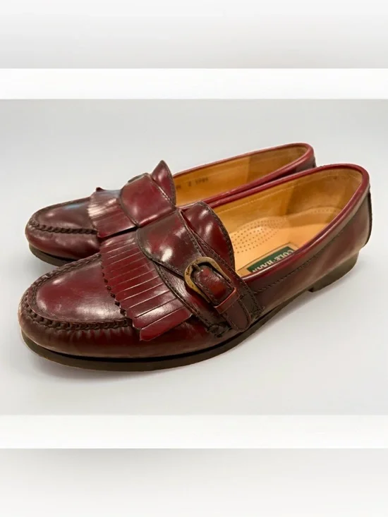 Cole Haan Shoes Men’s Size 10.5 D Burgundy Kiltie Monk Strap Loafers Italy 3516
