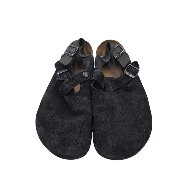 Birkenstock Tokio Suede Leather Black Sandals Soft footbed Men's 43 US 10-10.5