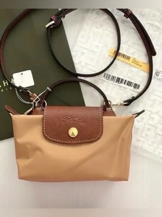 NWT Longchamp Mini Crossbody Bag in Camel with Brown