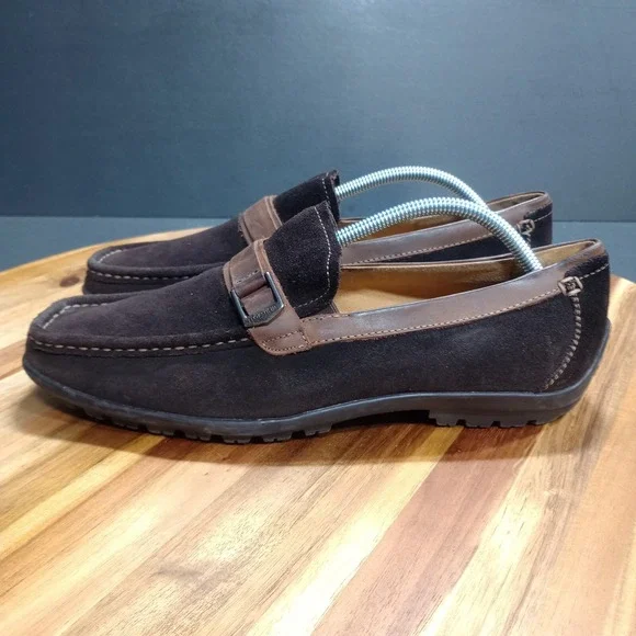 Florsheim Comfortech Driving Loafers Mens Sz 9.5 D Moc Brown Suede Leather Strap