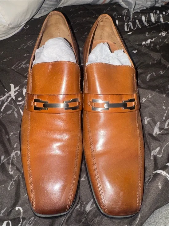 Men's Steve Madden Tan Leather Slip-On Dress Loafers