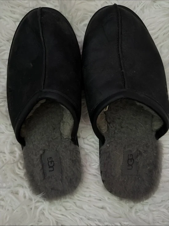 UGG Black Suede Slip-On Shearling Mules
