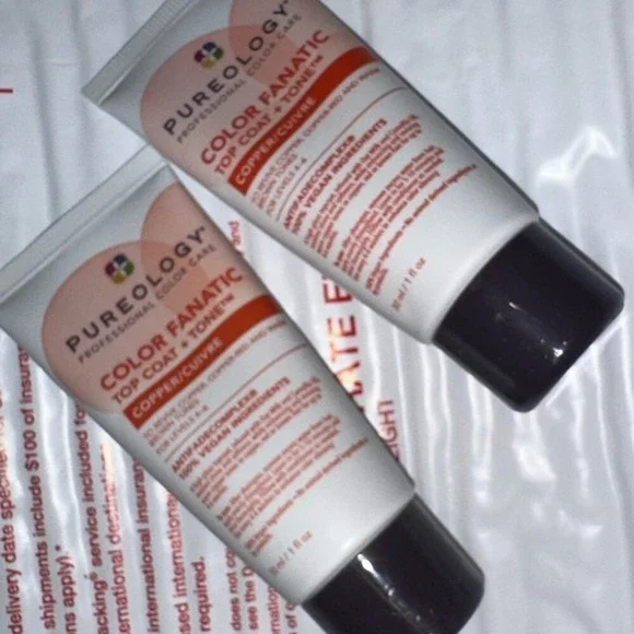 Pureology Color Fanatic Top Coat Tone Copper Hair Gloss Set of 2 1oz Travel Size