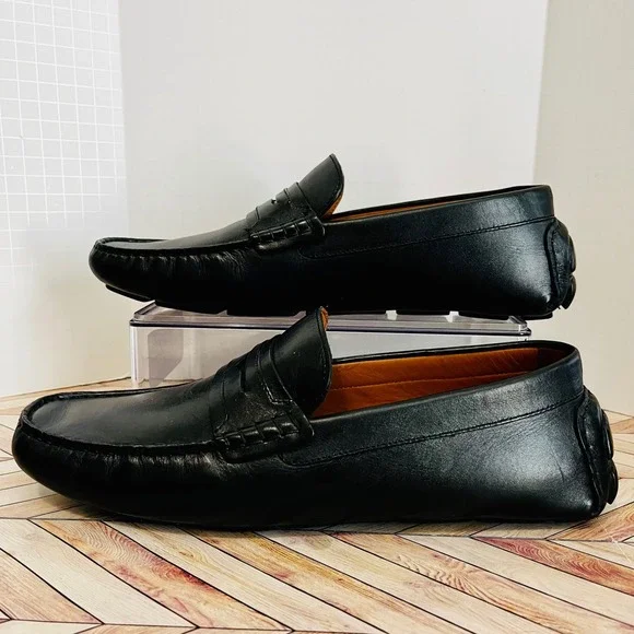 Allen Edmonds Lewis Penny Loafer Mens 9 D Black Leather Driving Mocs Preppy 7770