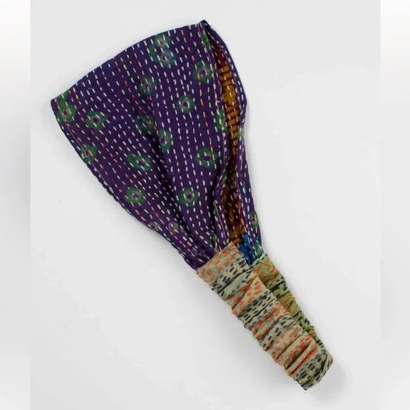 Kantha Stitch Headband Recycled Silk Handmade‎ in India