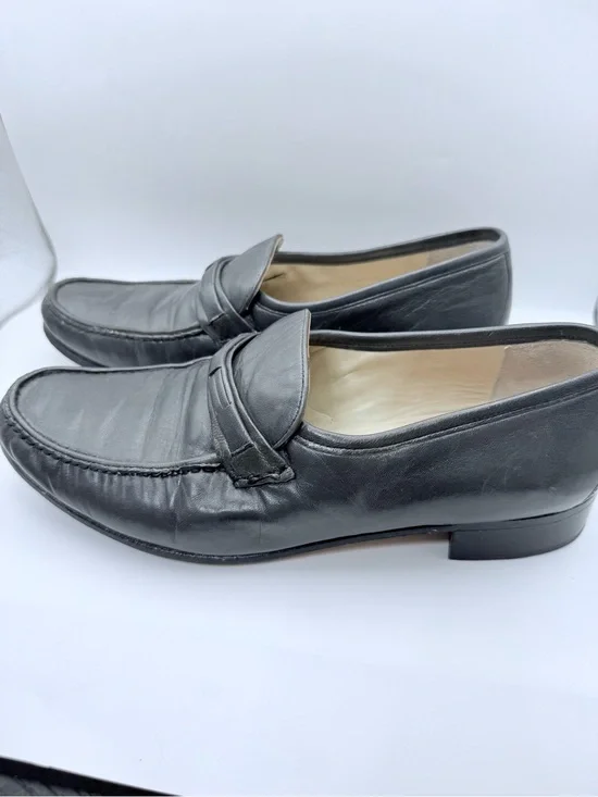 Bally Adriano Mens Gray Leather Loafers Slip On Dress Shoes Size 8.5 M Italy