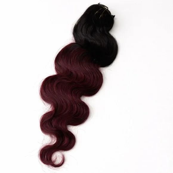 22”  body Wave Clip In Ombre Black to Burgundy  hair extensions