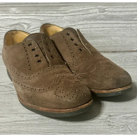 Mens Brown Suede Wingtip Brogue Oxford Dress Shoes Lace‎ Up Casual
