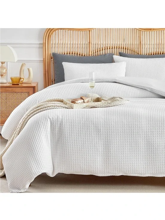 NWOT WARMDERN Waffle Weave Duvet Cover Full Size, White