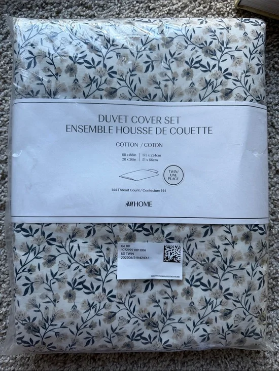 H&M Home Floral Cotton Duvet Cover Set TWIN