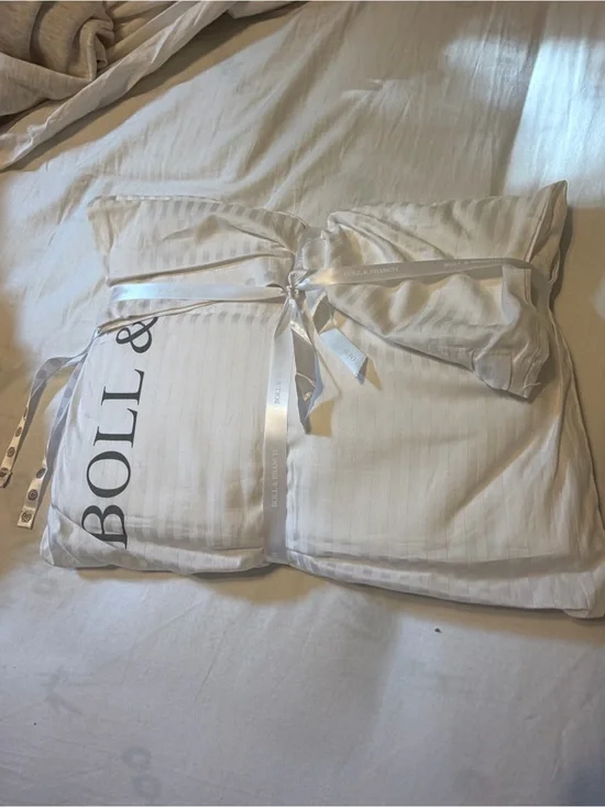 Boll & Branch White Stripe Duvet Cover