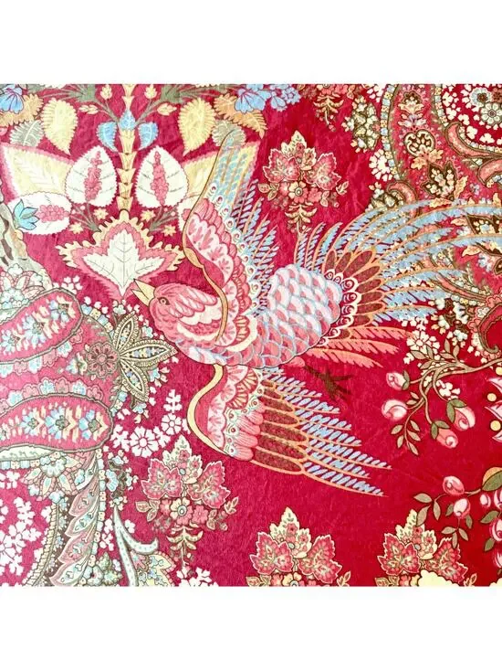 Pottery Barn King Duvet Cover Clara Palampore Red Floral Paisley Bird RETIRED