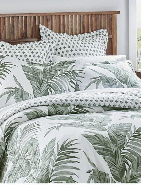 Grandinroad King Palms Duvet + 3 Standard Palms Shams