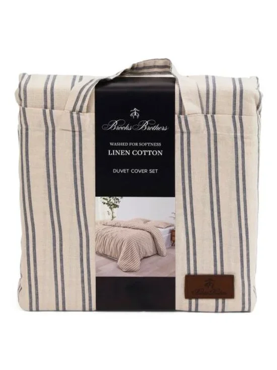 BROOKS BROTHERS Linen And Cotton Blend Washed Duvet Set