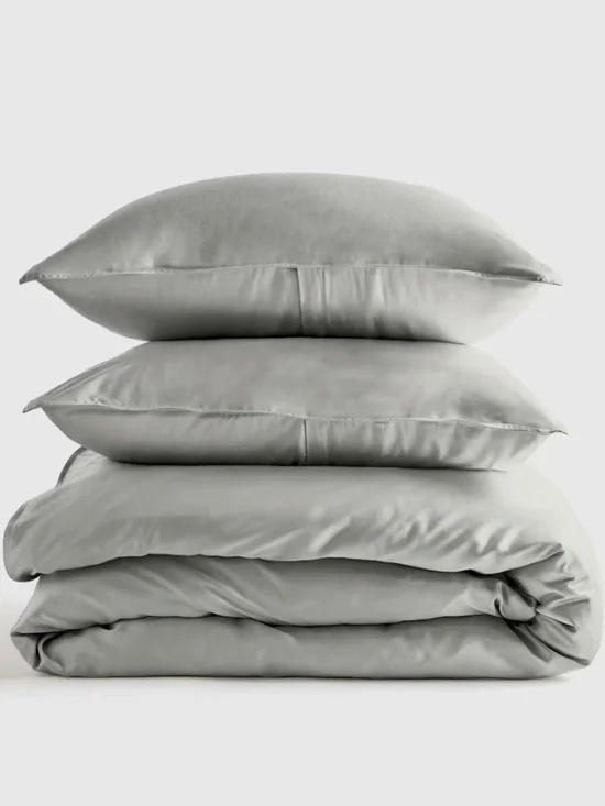 Bamboo Duvet set King / Cal King Eucalyptus Light Green with two king shams