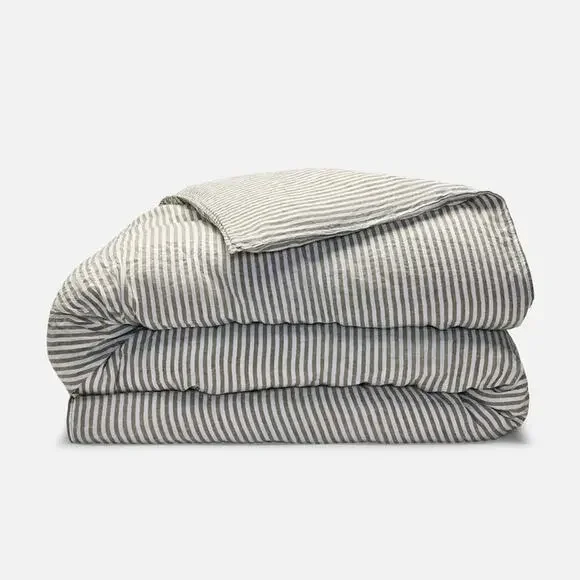 NWOT Brooklinen Washed Linen 2-Sided Duvet Cover Charcoal Chambray Full/Queen