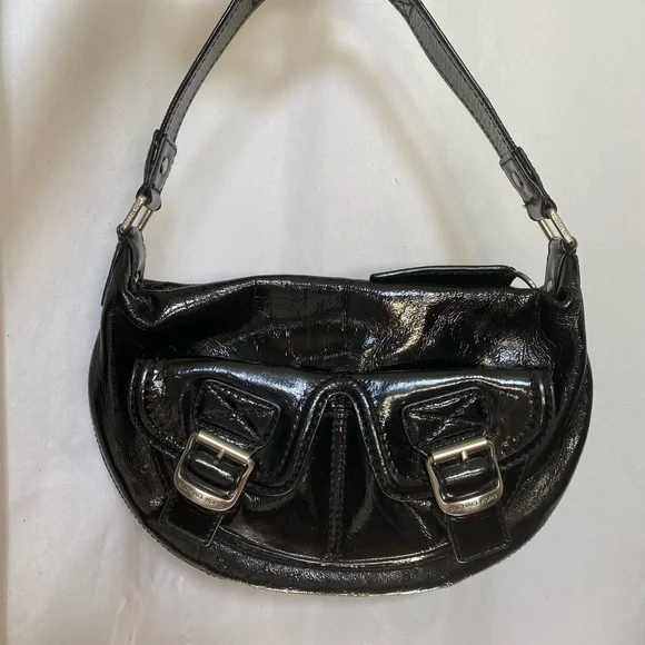 MICHAEL Michael Kors Black Patent Faux Leather Purse Excellent Condition