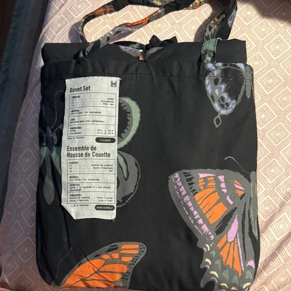 Urban Outfitters Charcoal Butterfly Print Duvet Cover