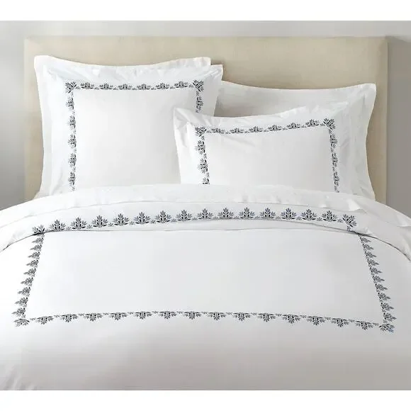 Pottery Barn Blossom Embroidered Organic Percale Duvet & Euro Sham Twin/Twin XL