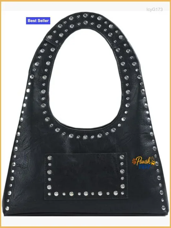 Vintage Studded PU Leather Hobo Shoulder Bag Tote Purse Punk