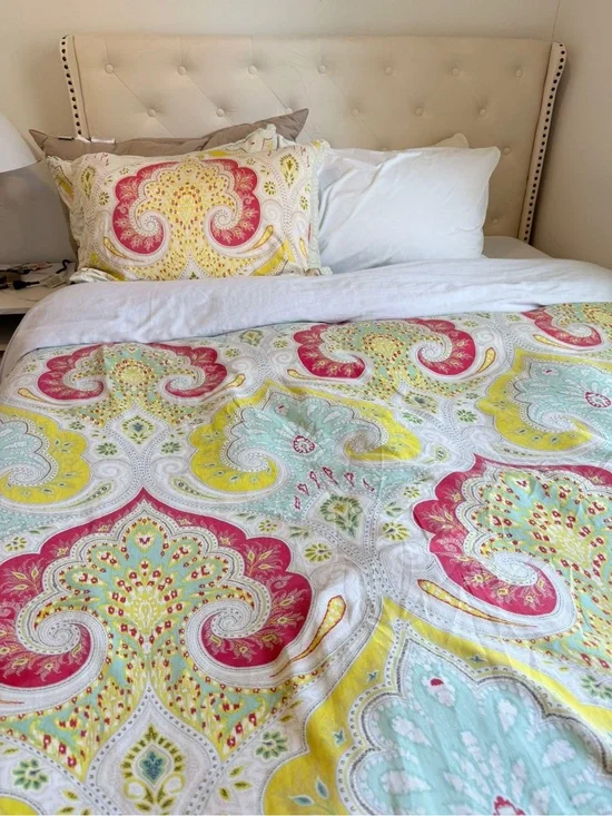 Anthro Echo Jaipur Reversible Paisley-Print Duvet Cover and Shams