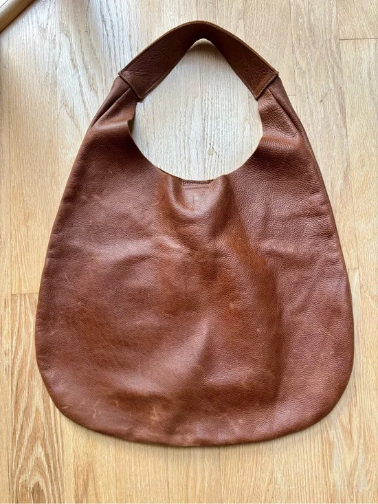 Classic Brown Large Leather Hobo Bag