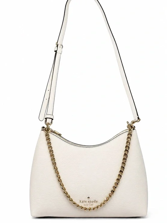 kate spade Cream Leather Shoulder Bag with Gold Chain