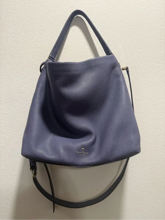 Kate Spade Pebbled Leather Hobo Shoulder Crossbody Bag Blue