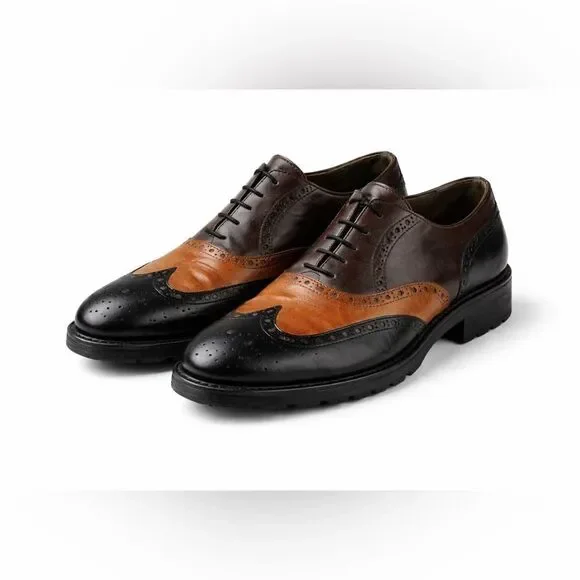 Botticelli Men’s Wingtip Oxfords Tri Tone Leather Brogues IT 39 US 6.5