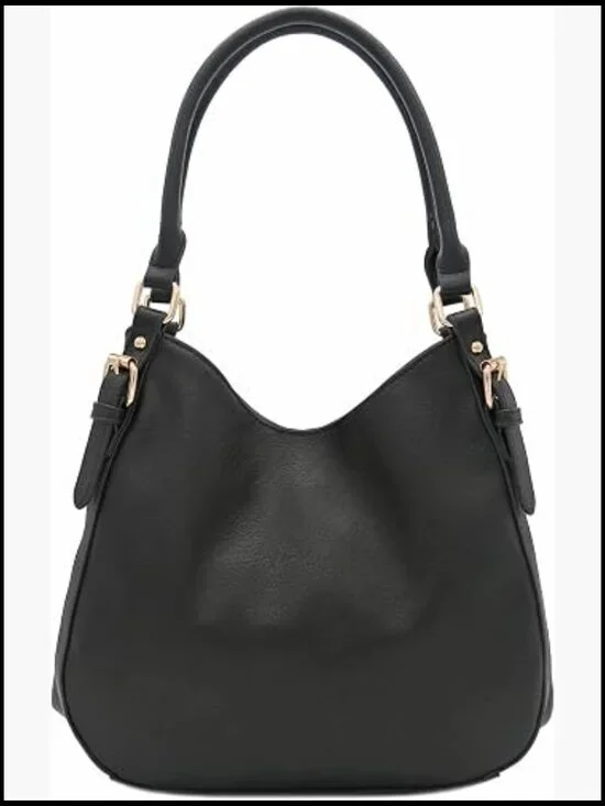 Lightweight Faux Leather Medium Hobo Bag 3 Compartments Top Handle Shoulder Bag