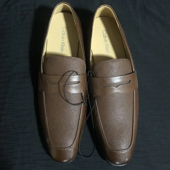 Calvin Klein Men's Oxford Brown Dress Shoes, Size 10.5, Pointed Toe, Loafers