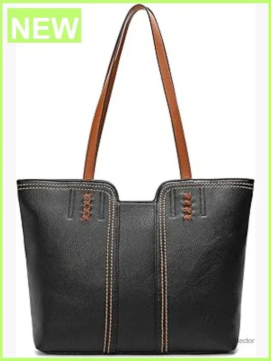 Large Faux Leather Tote Bag Top Zipper Shoulder Hobo Purse CARRY-ALL