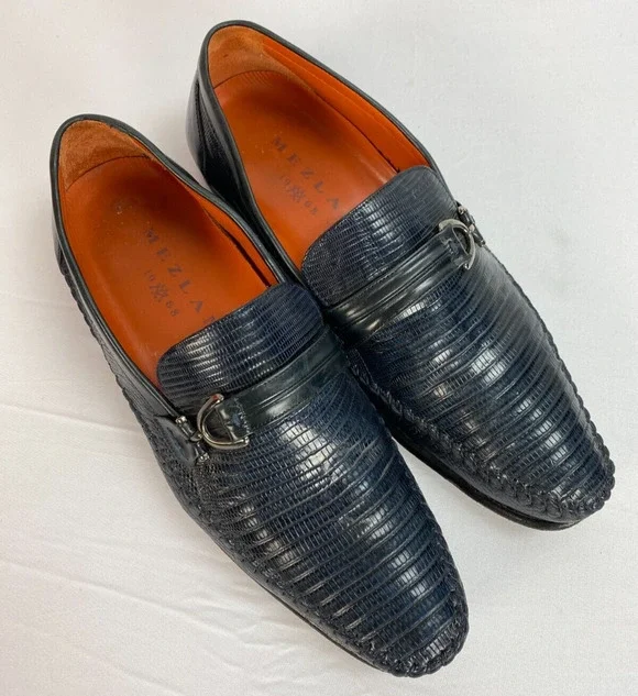 Mezlan Men's Genuine Lizard Navy Blue Loafer Size 8M
