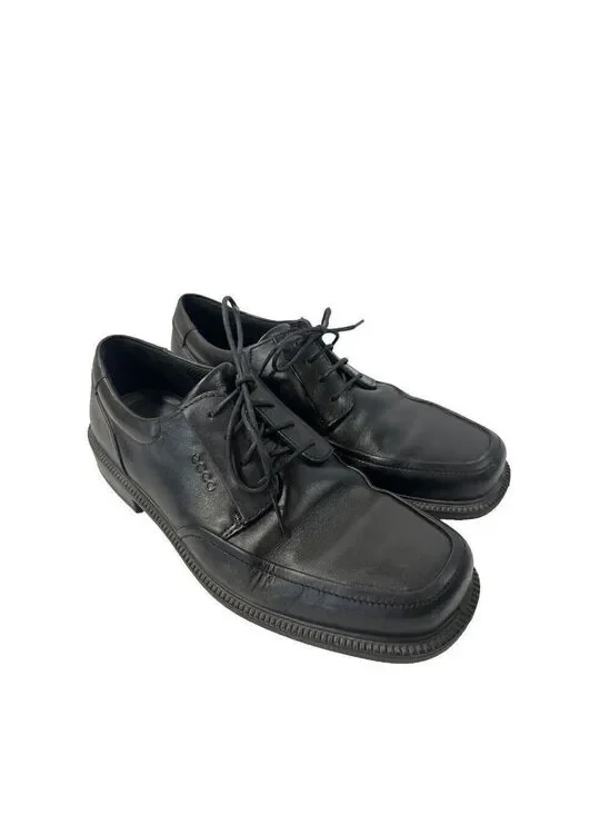 ECCO Helsinki Black Leather Lace Up Oxford Bicycle Toe Dress Shoes Sz 10