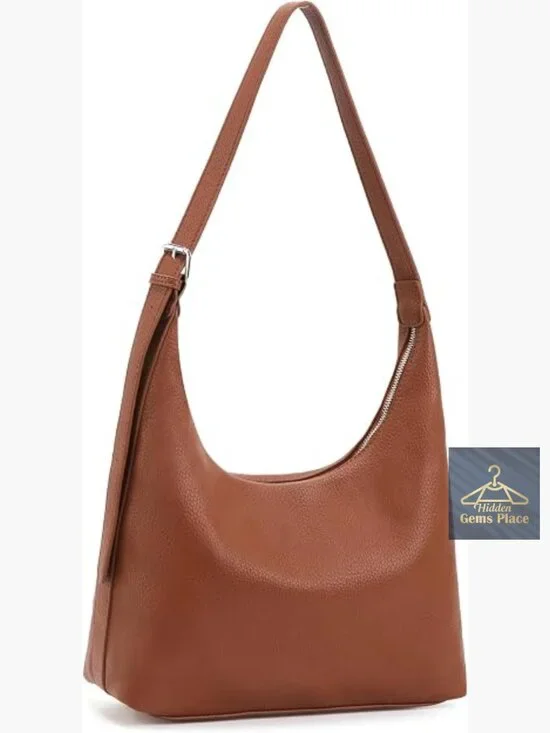 Small Crescent Hobo Shoulder Bag with Adjustable Strap Faux Leather Tote