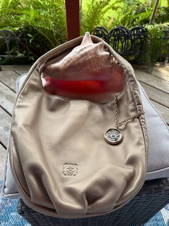 Final Price~ Loewe Taupe Leather Shoulder Bag with Gold Charm