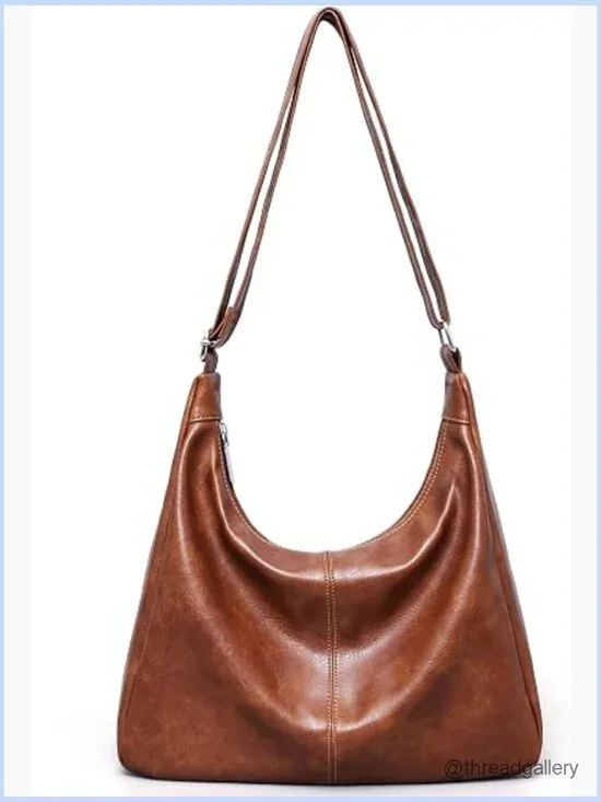 Slouchy Vegan Leather Hobo Shoulder Tote Crossbody Bag Purse for Women
