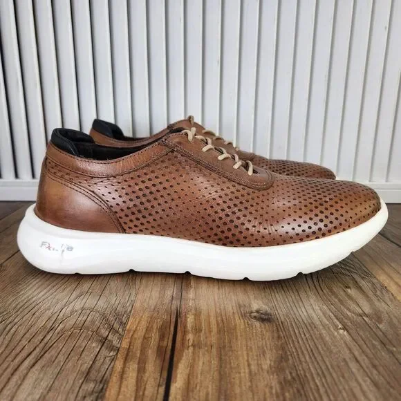Flag LTD Kendrick Perf U-Throat Mens Sz 9M Brown Leather Perforated Preppy Shoes