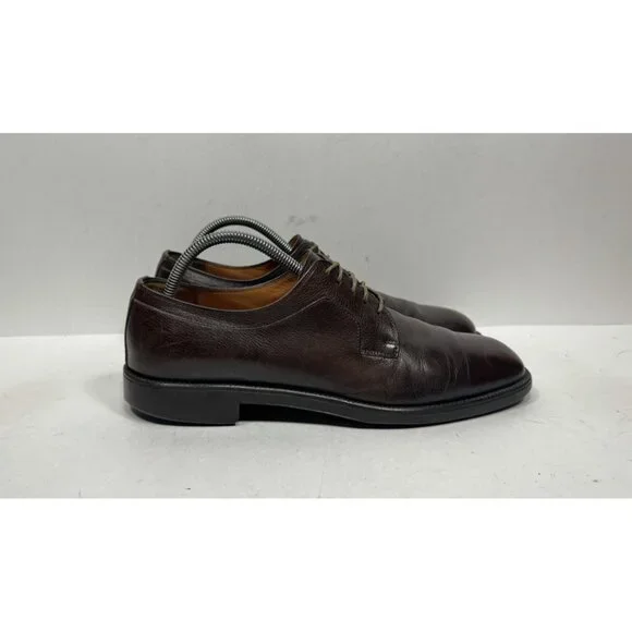 Salvatore Ferragamo Studio Dress Shoe Derby Brown Leather Rubber Men’s‎ Size 8 D