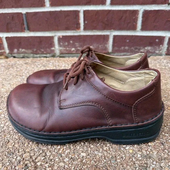 Birkenstock Memphis Footprints Oxford Shoes Mens size 9 42 Brown Leather Lace Up