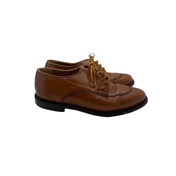 Henry Grethel Mens Split Toe Oxford Lace Up Brown Leather Dress Shoes Sz 9 Spain