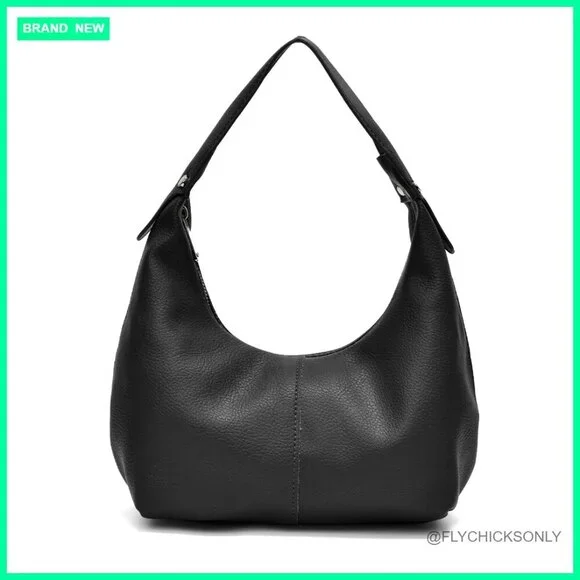 Medium Crossbody Hobo Bag with Zipper Closure and Shoulder Strap