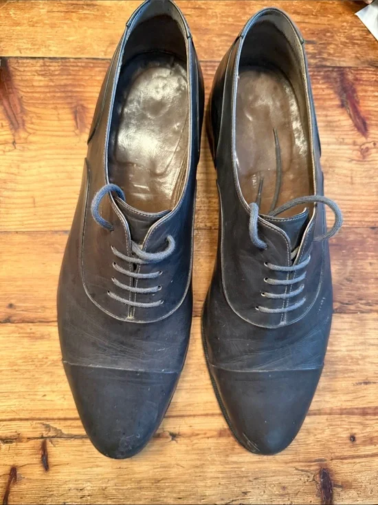 Bally Men's Grey Leather Cap-Toe Oxfords