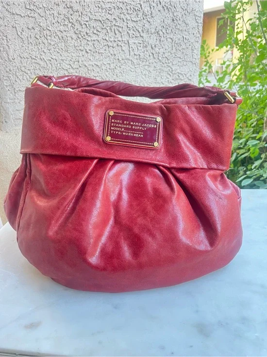 Marc Jacobs red leather hobo