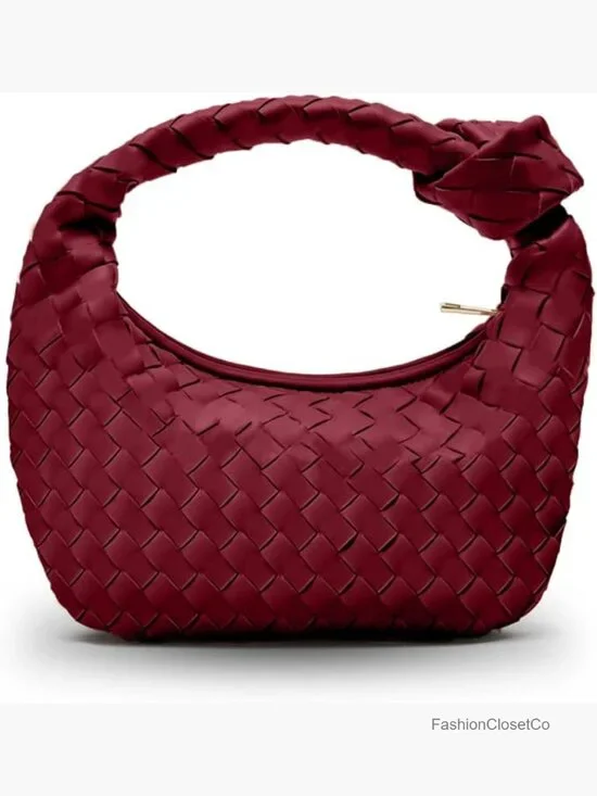Small Hobo Bag with Knotted Top Handle - Soft Vegan Leather Clutch