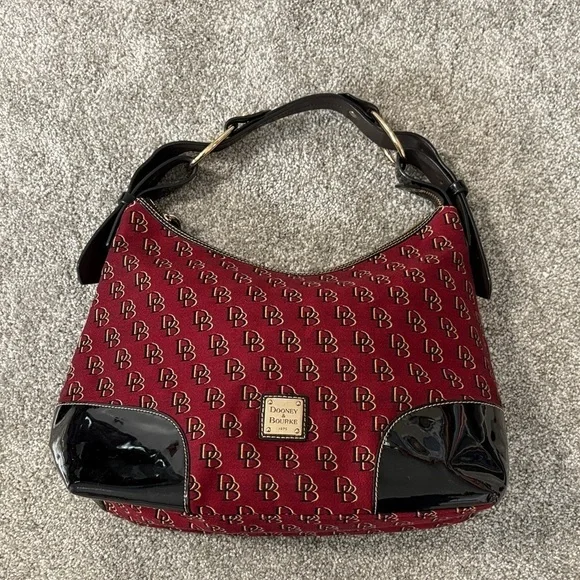 Dooney & Bourke Burgundy and Black Hobo Bag