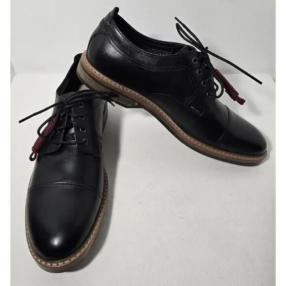 Clarks Mens Pitney Cap Derby Leather Oxfords Dress Shoes Black Lace Up SZ 12 NEW