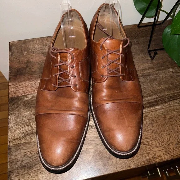 Cole Haan Warren Grand OS Mens 11.5 Brown Cap‎ Toe Leather Lace Up Dress Shoe