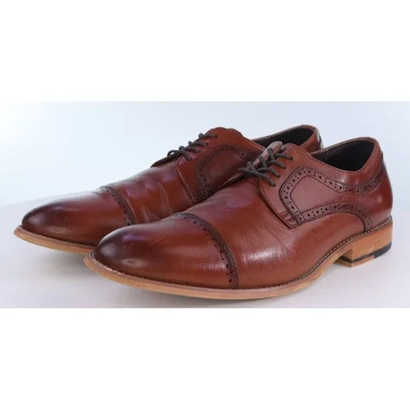 Stacy Adams Men's Cap Toe Comfort Dress Shoes Size 9.5 M Leather Golden Tan