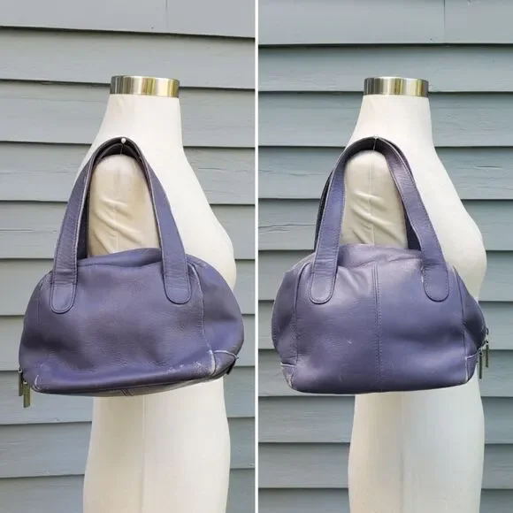 Vintage 90s y2k Hobo International Purple Leather Small Handbag‎